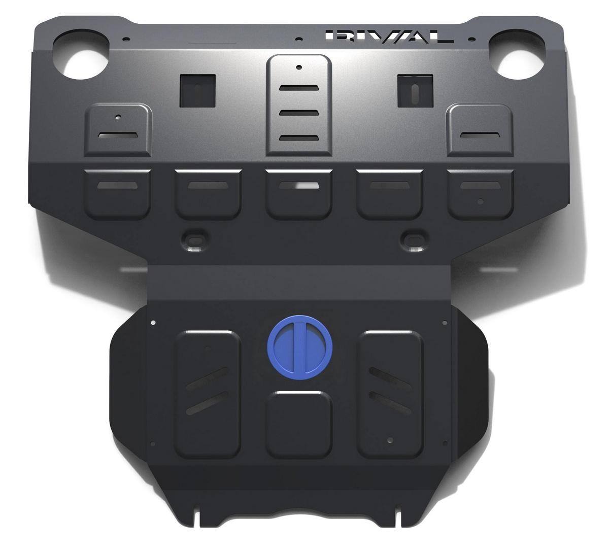 Защита радиатора и картера Rival для Toyota Fortuner II 4WD 2017-2020 2020-н.в., сталь 3 мм, с крепежом, штампованная, 2111.5710.1.3