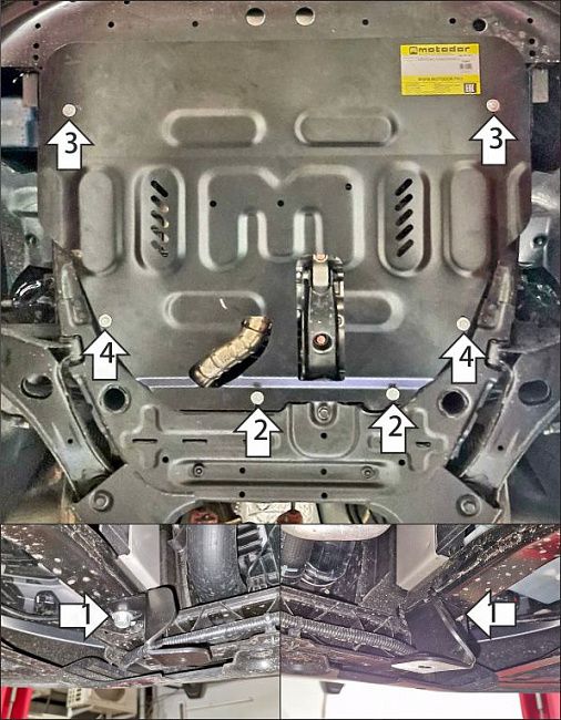 Защита стальная Мотодор (Двигатель, Коробка переключения передач), 2 мм,  KGM Tivoli  2023- арт. 72803