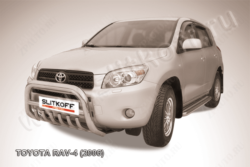 Кенгурятник d76 низкий с защитой картера Toyota Rav-4 (2005-2010) Black Edition, Slitkoff, арт. TR4001BE