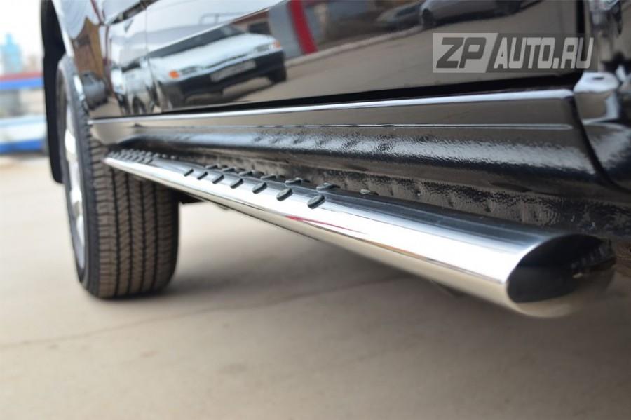 Пороги труба d75х42 овал с проступью для Chevrolet TrailBlazer 2013, Slitkoff CTRO-001511