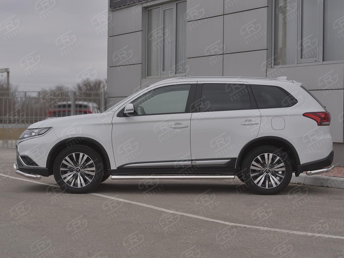Пороги труба 120х60 овал с проступью MOO-003206 для автомобиля MITSUBISHI Outlander 2018-, Slitkoff
