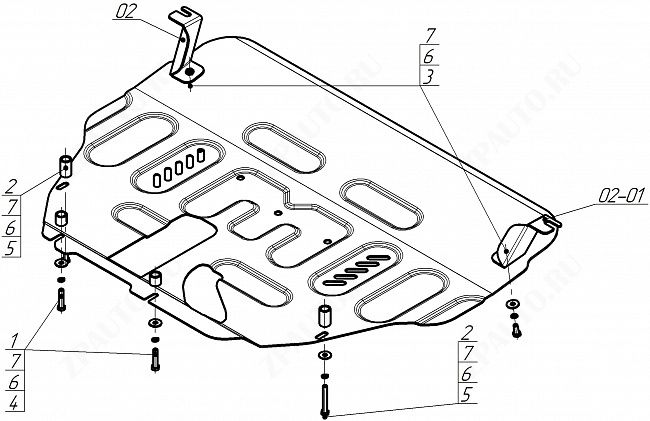 Защита стальная Мотодор (Двигатель, Коробка переключения передач), 2 мм,  KGM Tivoli  2023- арт. 72803
