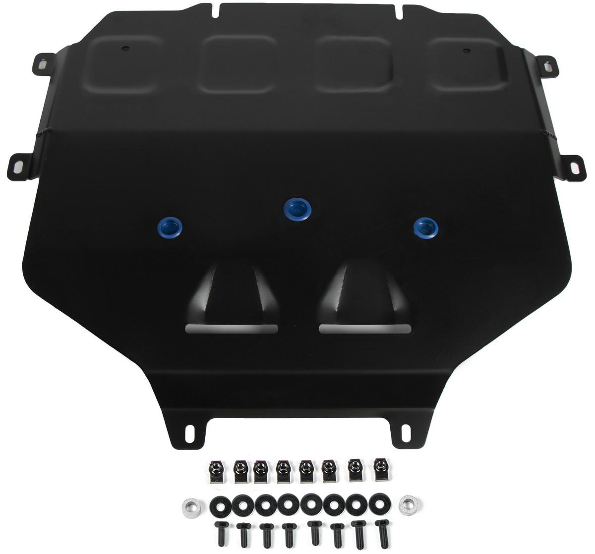 Защита КПП Rival (черная) для Porsche Cayenne III 2017-н.в. (устанавл-ся совместно с 333.4615.1), штампованная, алюминий 4 мм, с крепежом, 333.4616.1