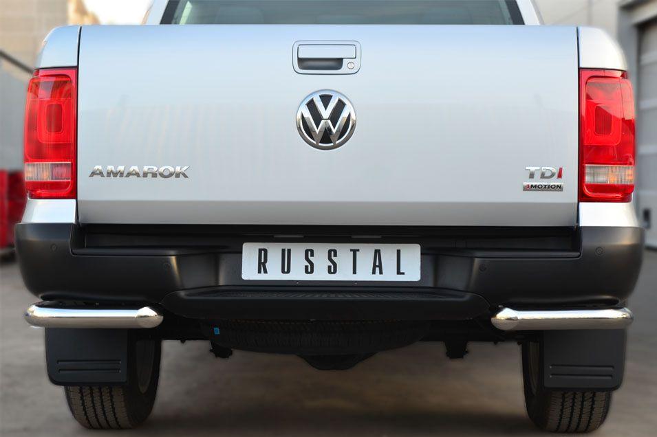 Защита заднего бампера уголки d63 для Volkswagen Amarok 2009-2015, Руссталь VAKZ-001566