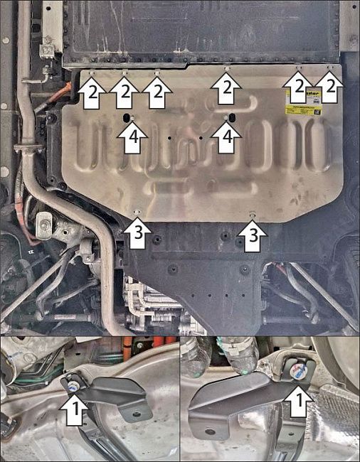 Защита алюминиевая Мотодор (Топливный бак), 4 мм,  Voyah Passion  2022- арт. 348611