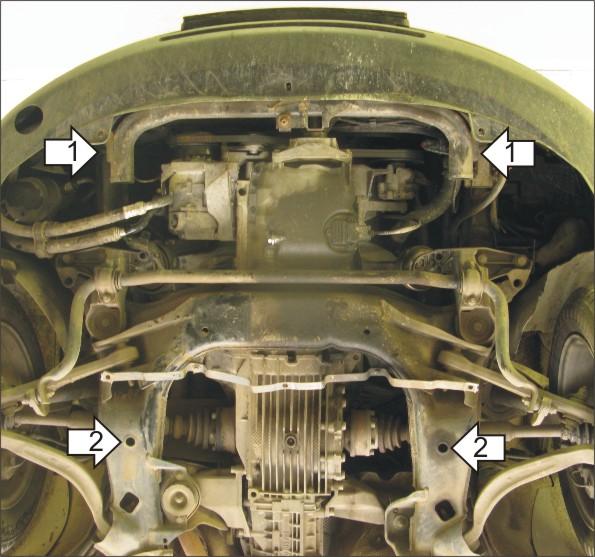 Защита стальная Мотодор (Двигатель), 2 мм, Сталь для Volkswagen Passat B5 1996-2000 арт. 02702