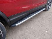 Пороги алюминиевые с пластиковой накладкой (карбон серебро) 1720 мм для автомобиля Nissan Qashqai 2019-, TCC Тюнинг NISQASH19-28SL