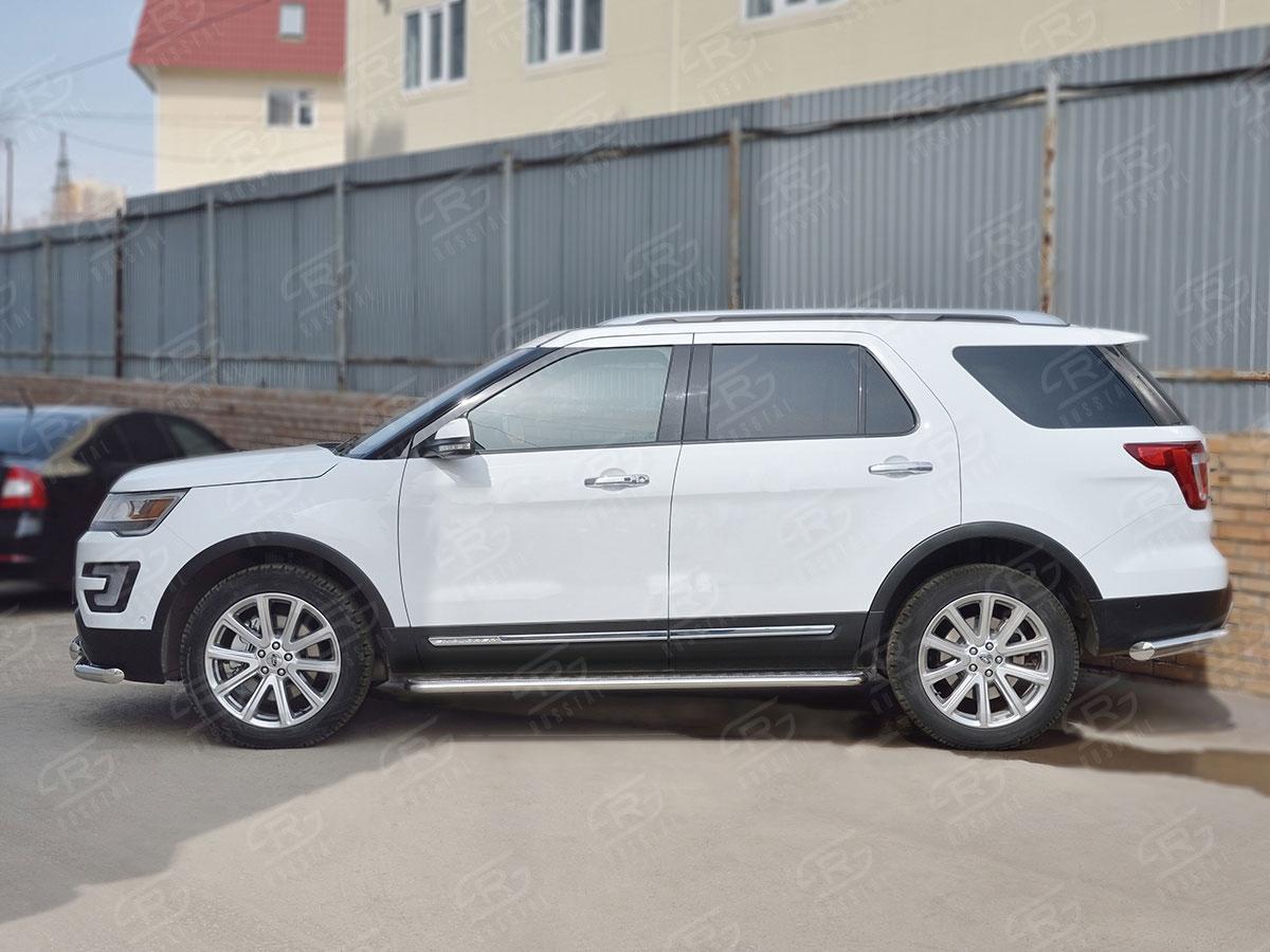 Пороги труба d42 с листом вариант 2 для Ford Explorer 2015, Slitkoff FEL-0026572