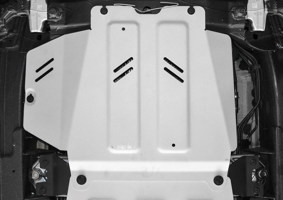 Защита КПП Rival для Mercedes-Benz G-klasse W464 2018-н.в., штампованная, алюминий 4 мм, с крепежом, 333.3948.1