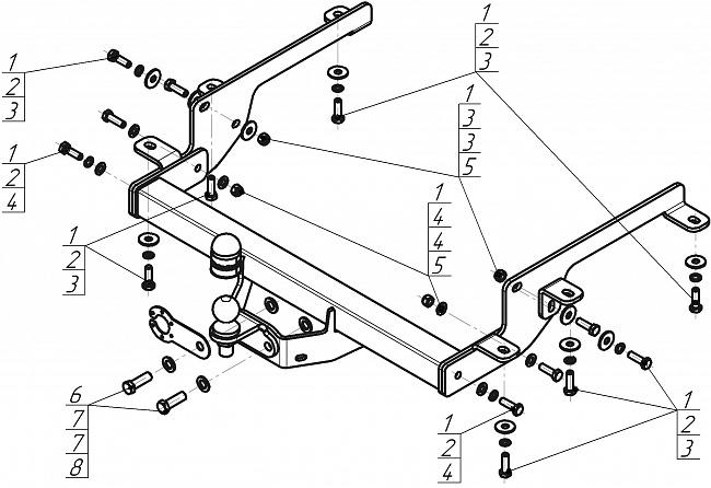Фаркоп для Renault Master 2010-2014, тип шара FE, арт. 91716-FE