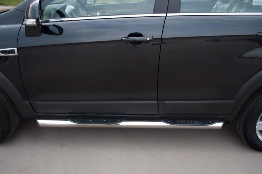 Chevrolet Captiva 2011-2013 Пороги труба d76 с накладками (вариант 1) CHCT-0008291