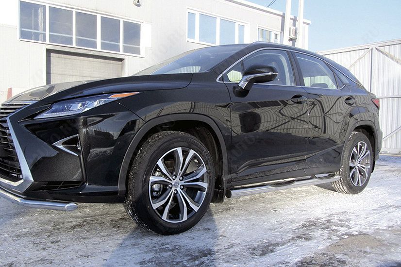 Защита порогов d76 труба с проступями Lexus RX-350 (2015-2019) , Slitkoff, арт. LRX15-004