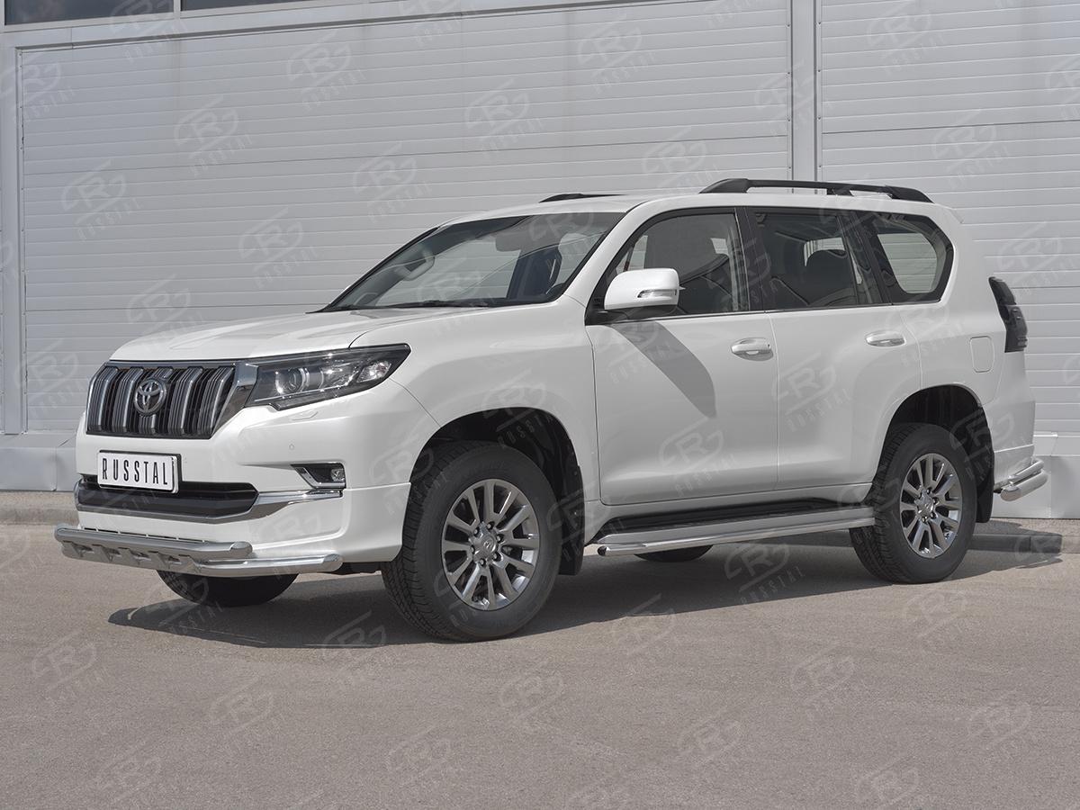 Защита переднего бампера d57 секции-d57 секции с декором для автомобиля Toyota Land Cruiser Prado 150 Style 2019, Slitkoff LCPZ-003299