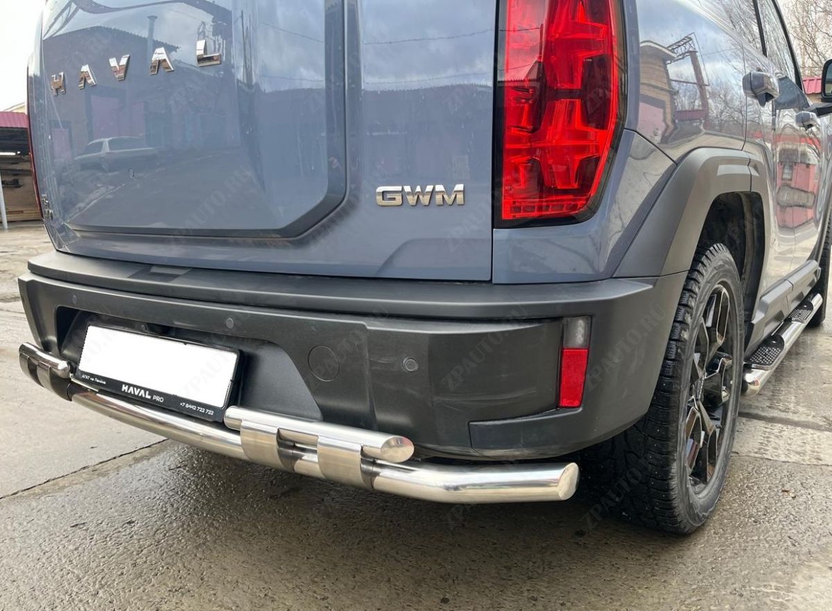 Защита заднего бампера двойная с перемычками для автомобиля HAVAL H3 2024 арт. HVH3.24.25
