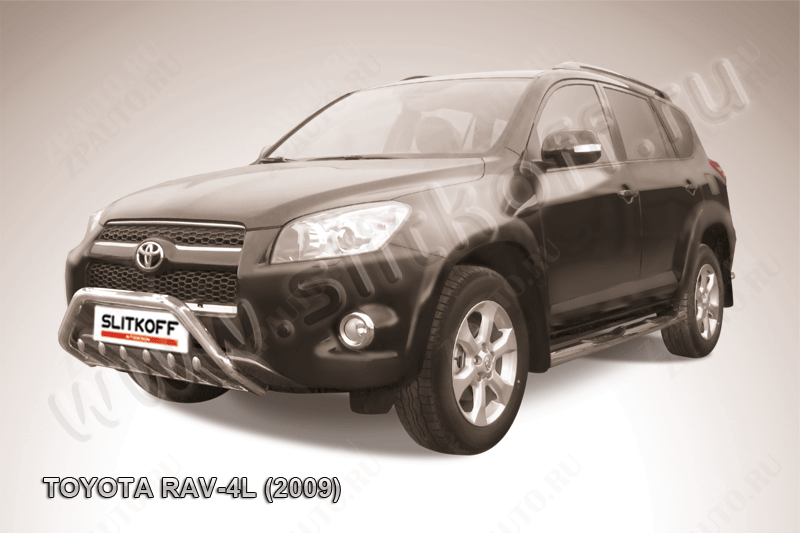 Кенгурятник d57 мини c защитой картера Toyota Rav-4 L (2005-2010) Black Edition, Slitkoff, арт. TR409L-007BE