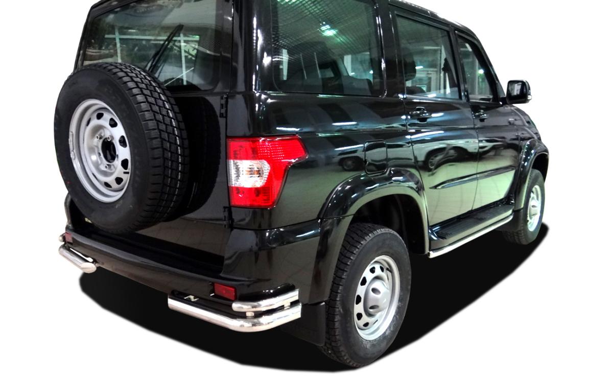 Защита заднего бампера угловая двойная d60/42 для UAZ Patriot 2014 (УАЗ Патриот 2014), UAP.14.20, Россия