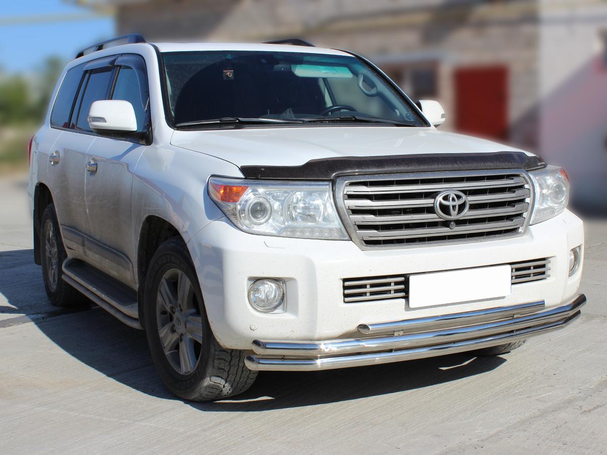 Дуга передняя по низу бампера тройная d-60+60+43 для автомобиля Toyota Land Cruiser 200 2012-2013г.в., Технотек, арт. LCN2012_4.4