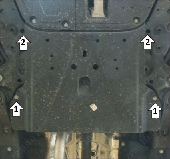 Защита алюминиевая Мотодор (Двигатель, Коробка переключения передач) (дополнительный щит), 4 мм, алюминий для Hyundai Tucson 2021- арт. 340902