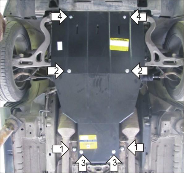 Защита стальная Мотодор (Двигатель, Коробка переключения передач), 2 мм, Сталь для Jaguar S-type 1999-2004 арт. 05803