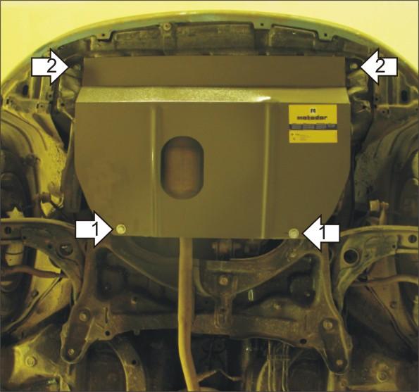 Защита стальная Мотодор (Двигатель, Коробка переключения передач), 2 мм, Сталь для Toyota Vitz 2005-2010 арт. 72543