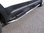 Пороги овальные гнутые с накладкой 75х42 мм для автомобиля Hyundai Creta 2016-, TCC Тюнинг HYUNCRE16-22