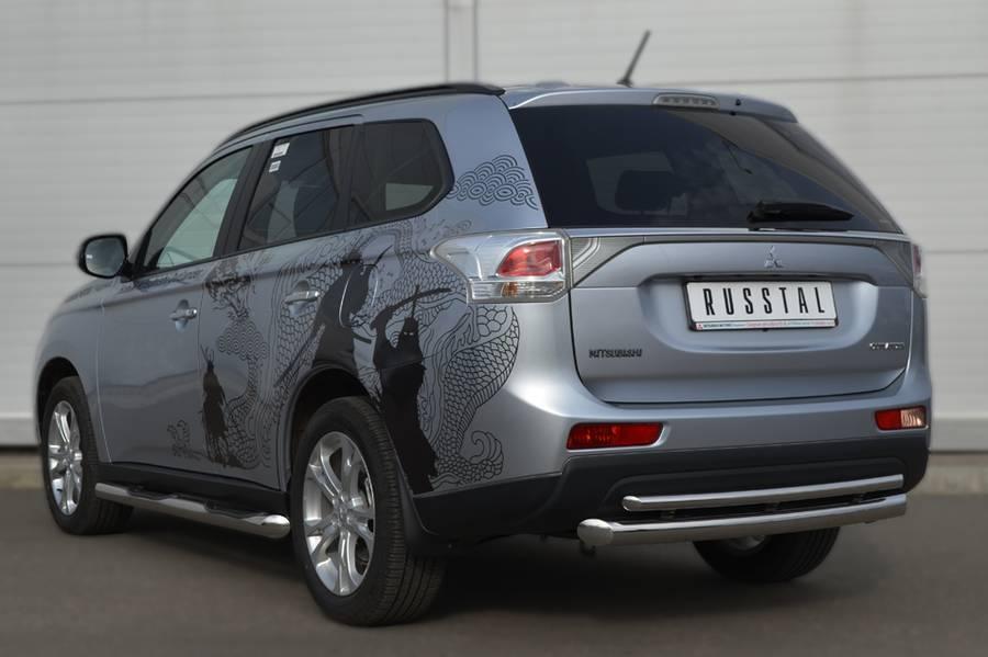 Защита заднего бампера d76/42 для Mitsubishi Outlander 2012, Slitkoff MRZ-001059