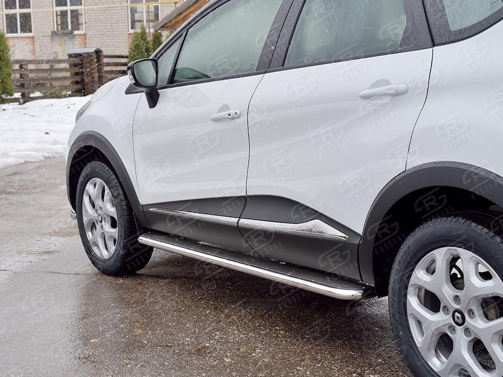 Пороги труба d42 с листом вариант 3 Renault Kaptur 2016, Slitkoff RKPL-0024683