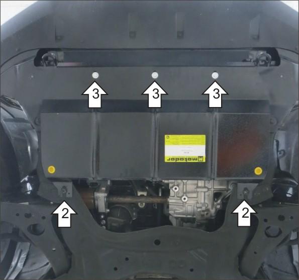 Защита двигателя, кпп стальная Motodor для Haval H2 2015- (2 мм, сталь), 63103