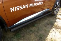 Защита порогов d76 труба черная Nissan Murano (2014-2022) , Slitkoff, арт. NIM16005B