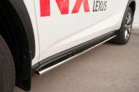 Пороги труба d75х42 овал с проступью для Lexus NX 200t 2014 F Sport, Руссталь LNXO-002139