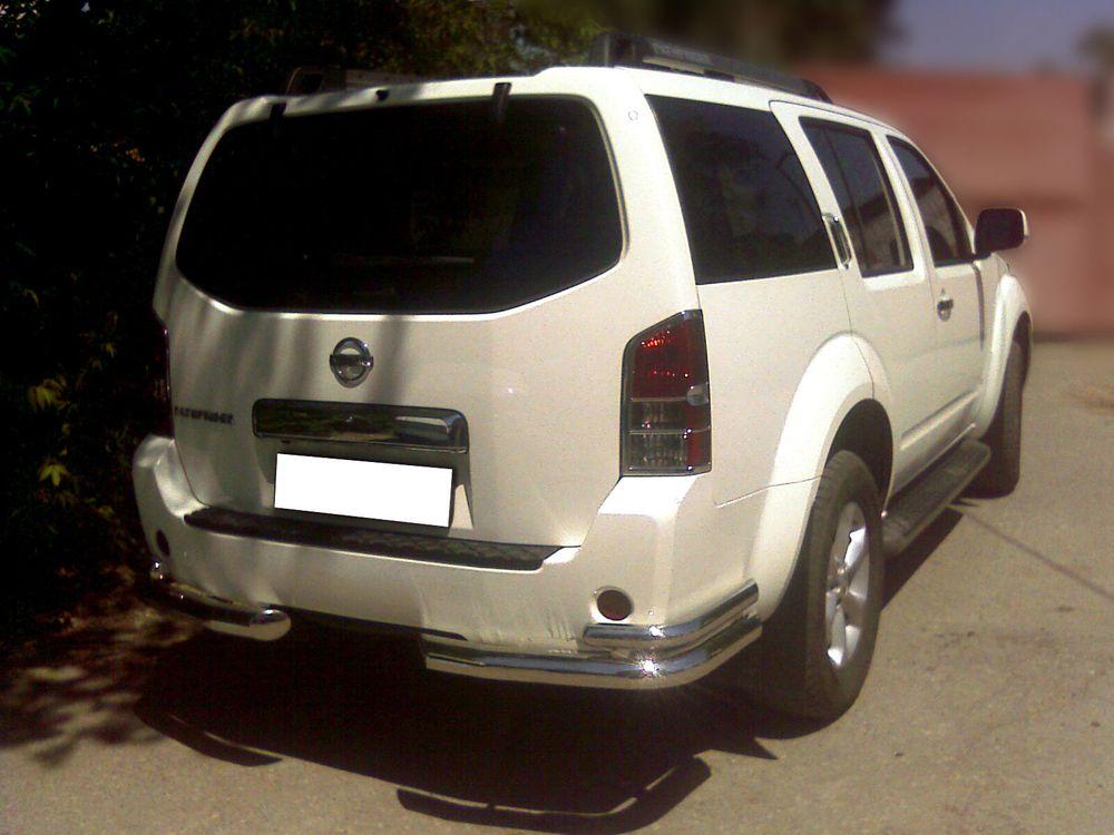 Защита заднего бампера "уголки" d-76+53 для Nissan Pathfinder 2005-2009, Технотек NP_3.3