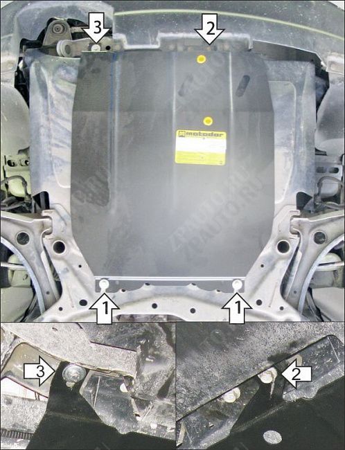 Защита стальная Мотодор (Двигатель; КПП), 2 мм,  Jeep Liberty  2007-2013 арт. 75201
