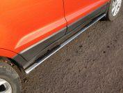 Пороги овальные с накладкой 75х42 мм для автомобиля Ford EcoSport 2014-, TCC Тюнинг FORECOSPOR14-06