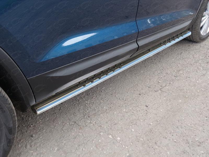 Пороги овальные с проступью 75х42 мм для автомобиля Skoda Kodiaq 2017-, TCC Тюнинг SKOKOD17-10