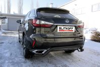 Защита заднего бампера d57 волна черная Lexus RX-350 (2015-2019) , Slitkoff, арт. LRX15-006B