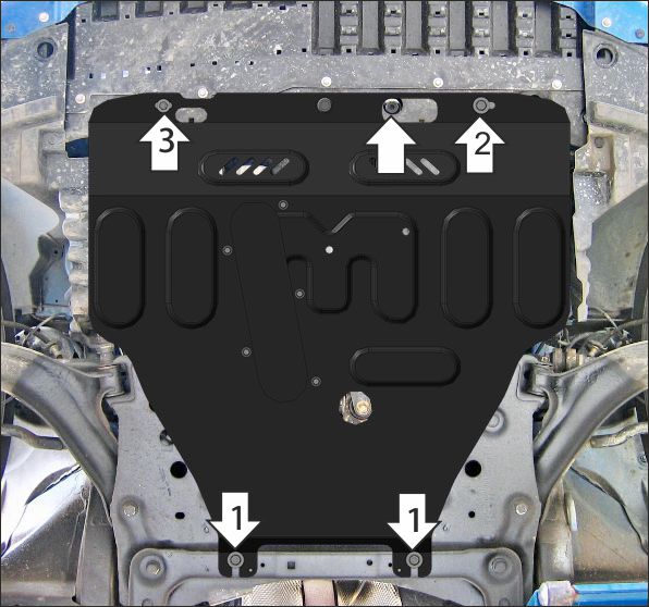 Защита стальная Мотодор (Двигатель, Коробка переключения передач), 2 мм,  Nissan Note   2006-2014 арт. 71402
