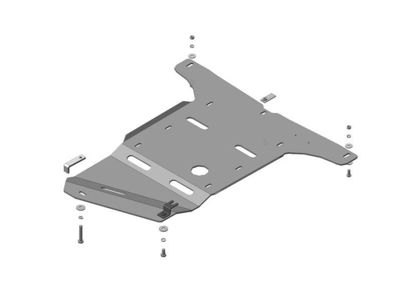 Защита двигателя, кпп алюминиевая Motodor для BMW 7er F01-F04 2008- (5 мм, алюминий), 30211