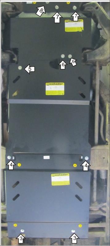 Защита стальная Мотодор (Двигатель, Передний дифференциал, Коробка переключения передач, Раздаточная коробка), 3 мм, Сталь для Chevrolet Tahoe 1994-1996 арт. 13002