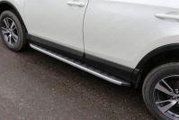 Пороги алюминиевые с пластиковой накладкой (карбон серебро) 1720 мм для автомобиля Toyota RAV4 2015-2019 TCC Тюнинг арт. TOYRAV15-19SL