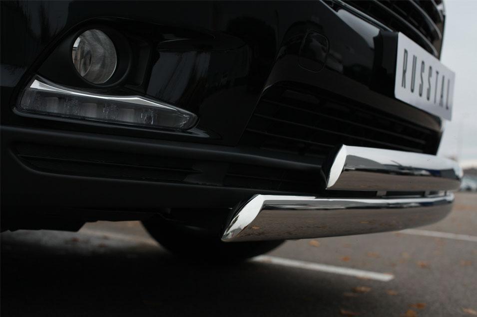 Защита переднего бампера d75х42/75х42 овальные дуги для Toyota Highlander 2013-2016, Slitkoff THRZ-001915