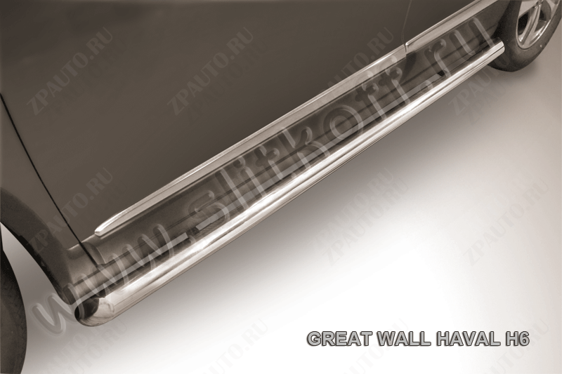 Защита порогов d57 труба со скосами 45 градусов завальцованными Haval H6 (2014-2020) Black Edition, Slitkoff, арт. HavH6006BE