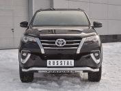 Защита переднего бампера d57 волна с надписью на Toyota Fortuner 2017, Slitkoff TFZ-002878