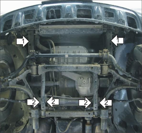 Защита стальная Мотодор (Двигатель, Передний дифференциал), 3 мм, Сталь для Mercedes-benz M-class 1998-2005 арт. 11201