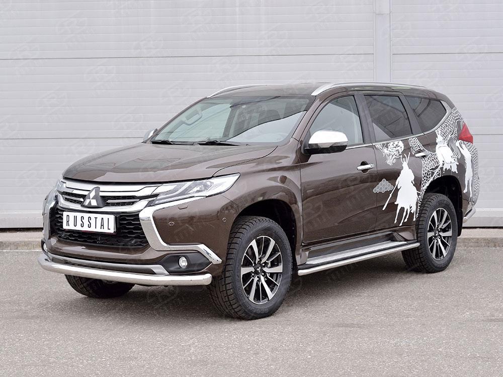 Защита переднего бампера d76 для Mitsubishi Pajero Sport 2016, Slitkoff MPJSZ-002481