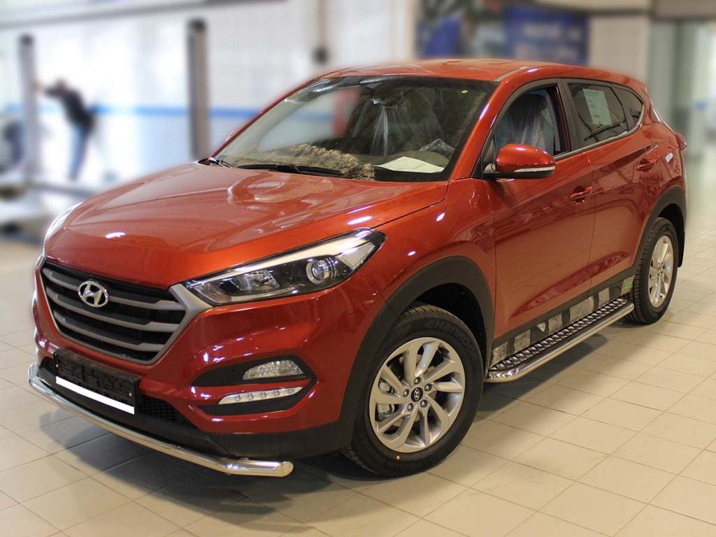 Пороги с листом d-53 для автомобиля Hyundai Tucson 2015-2017г.в., Технотек, арт. HNT15_2