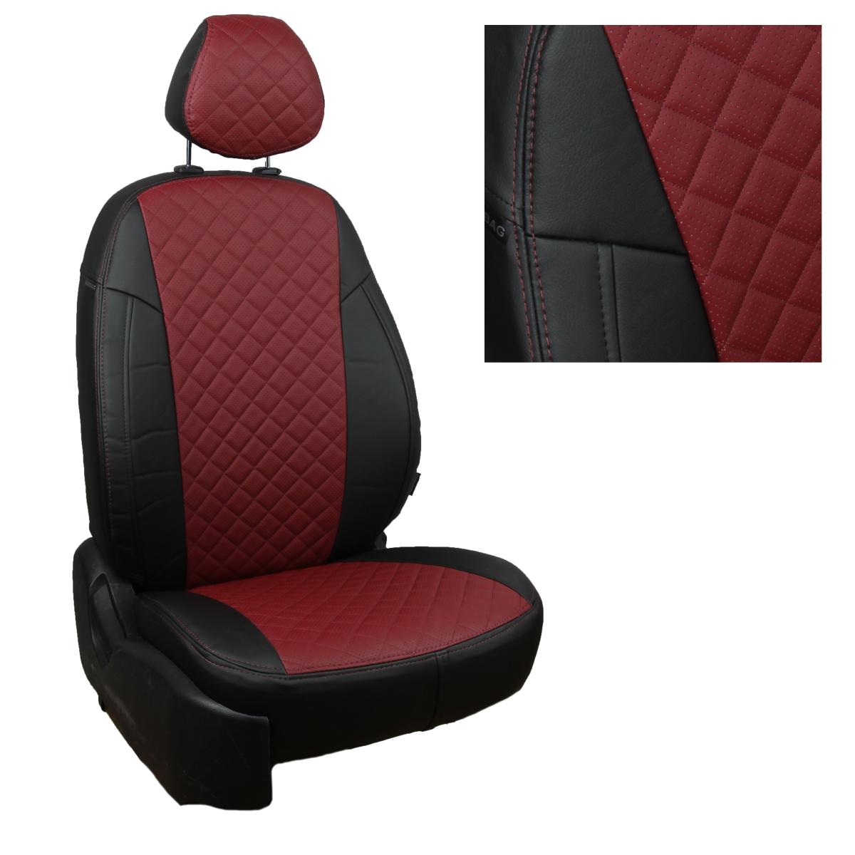 Чехлы для Kia Sportage IV, Ромб, (Черный + Бордовый), Autopilot арт. ki-sg-s15-chebo-r