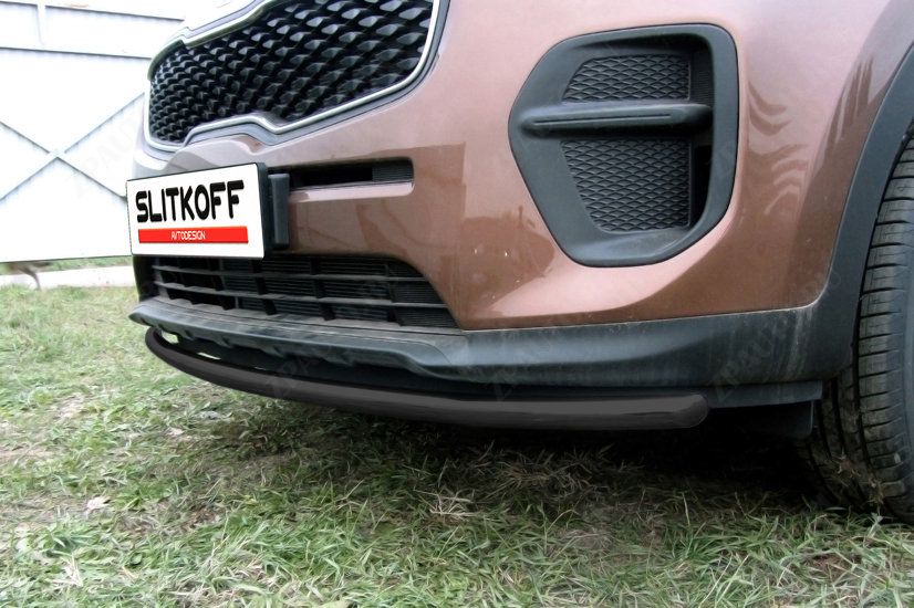 Защита переднего бампера d42 черная Kia Sportage (2016-2021) , Slitkoff, арт. KSP16-002B