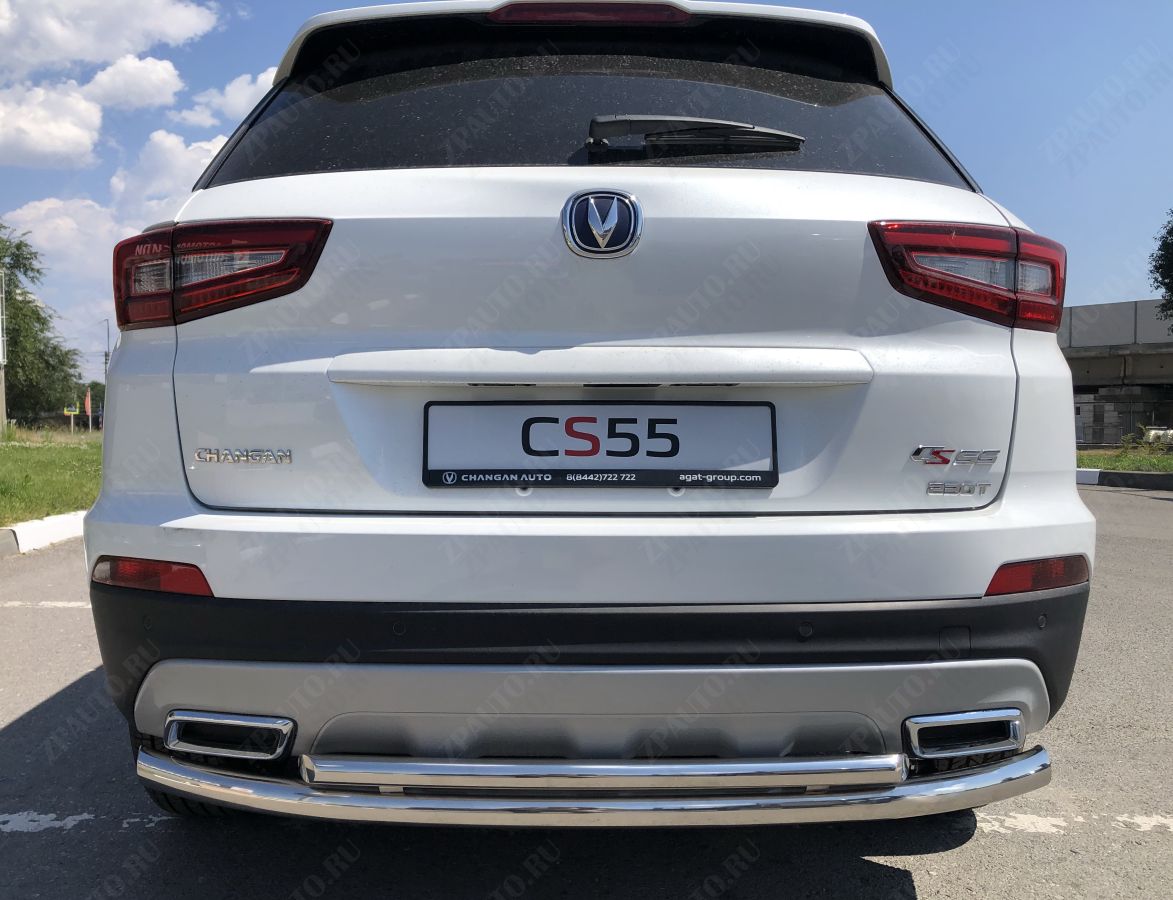 Защита заднего бампера двойная для автомобиля  CHANGAN CS55 2018- арт. CGCS55.18.16