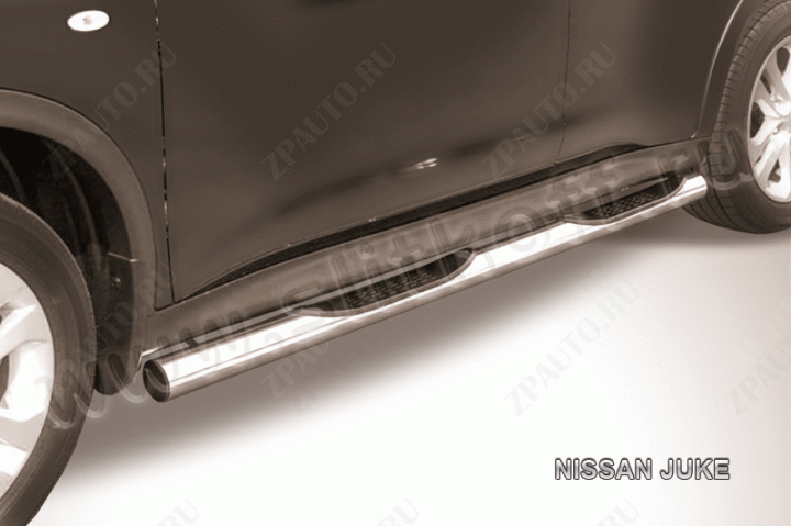 Защита порогов d76 с проступями Nissan Juke (2010-2014) Black Edition, Slitkoff, арт. NJ2WD-005BE