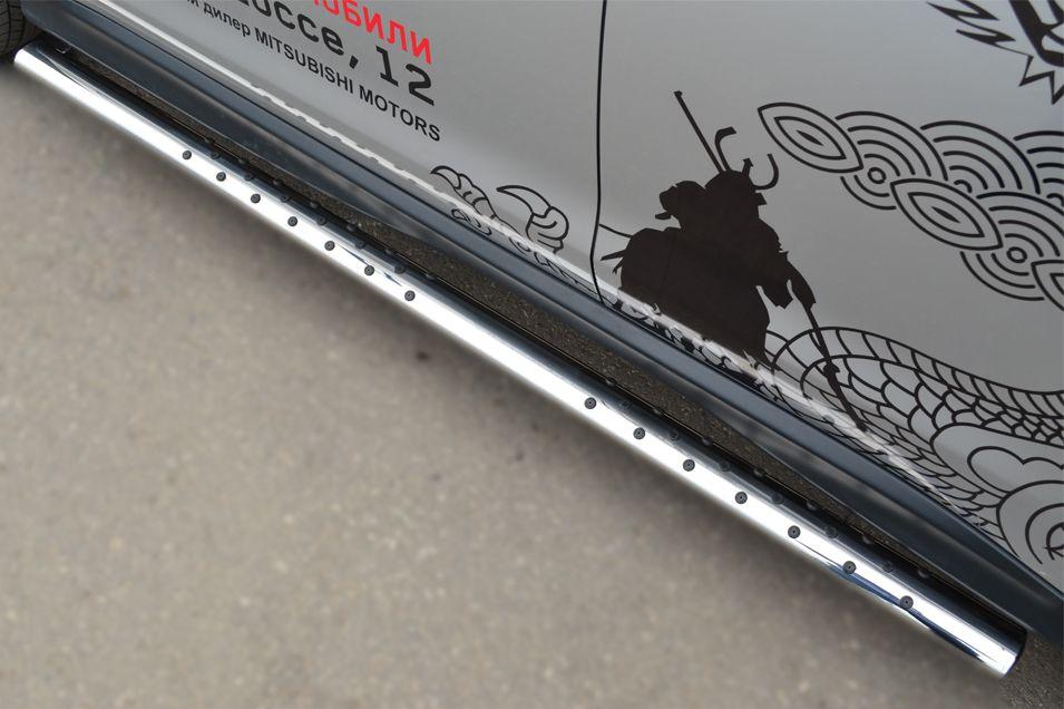 Пороги труба d75х42 овал с проступью для Mitsubishi ASX 2013, Slitkoff MASO-001326